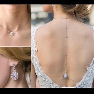 Backless gown jewelry and matching earrings